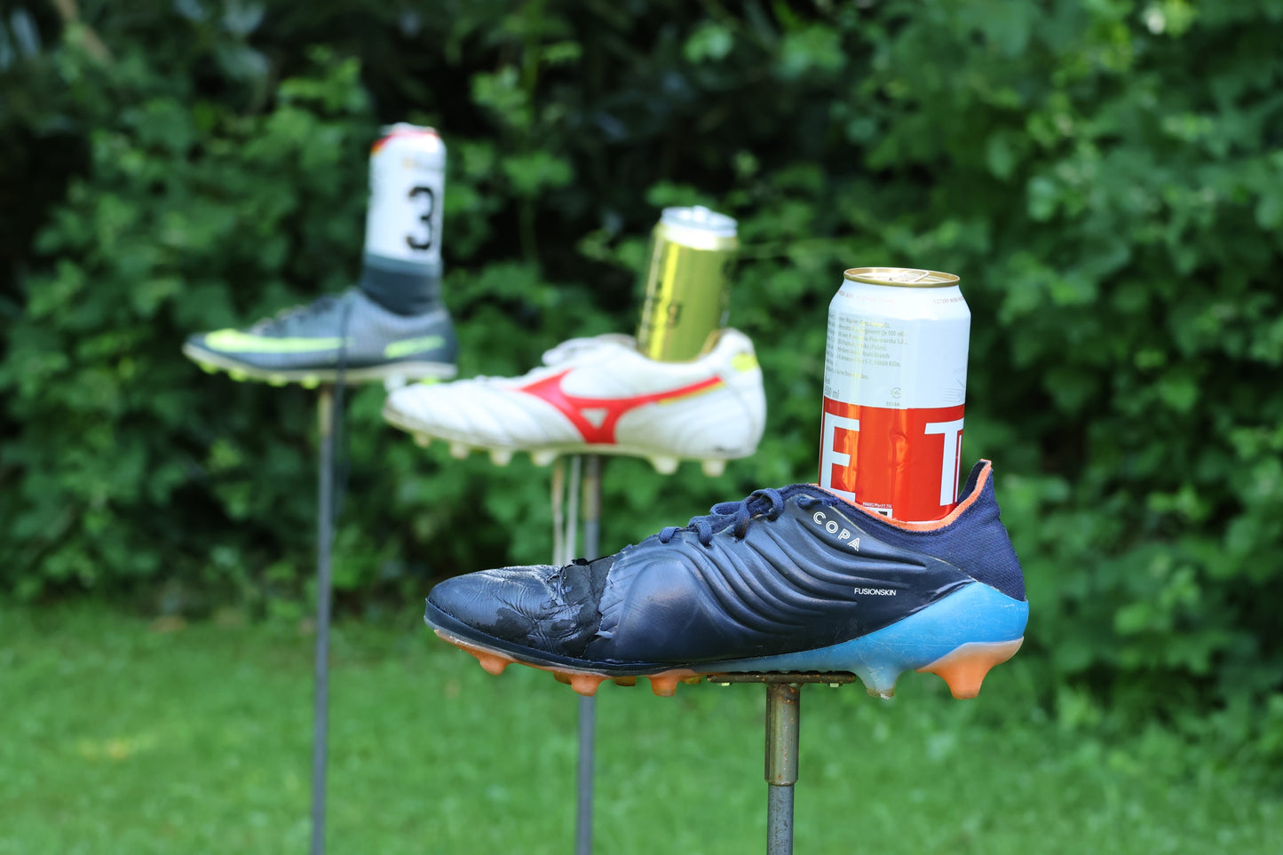 3er Set Bierflaschenhalter, Bierdosenhalter, Gartenstecker Bierdose