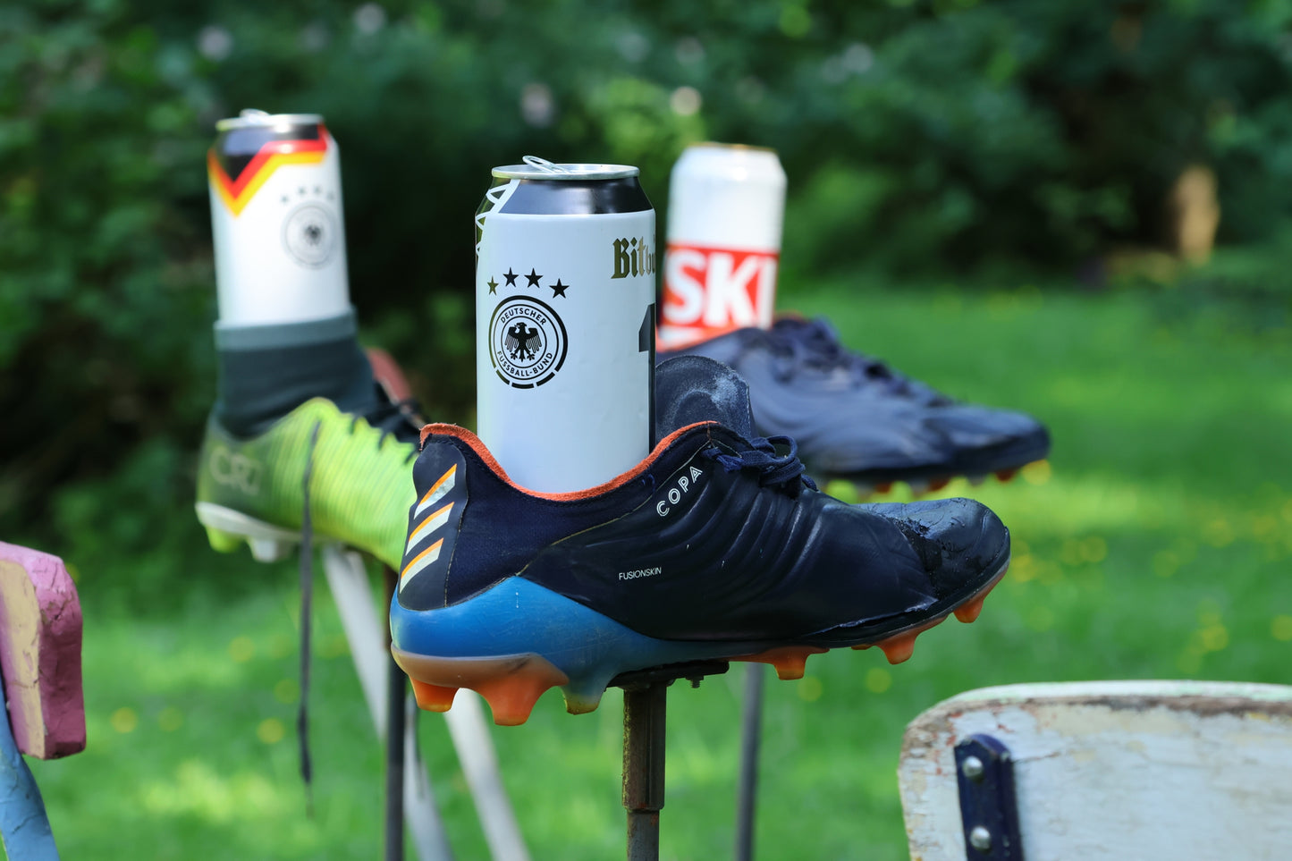 3er Set Bierflaschenhalter, Bierdosenhalter, Gartenstecker Bierdose