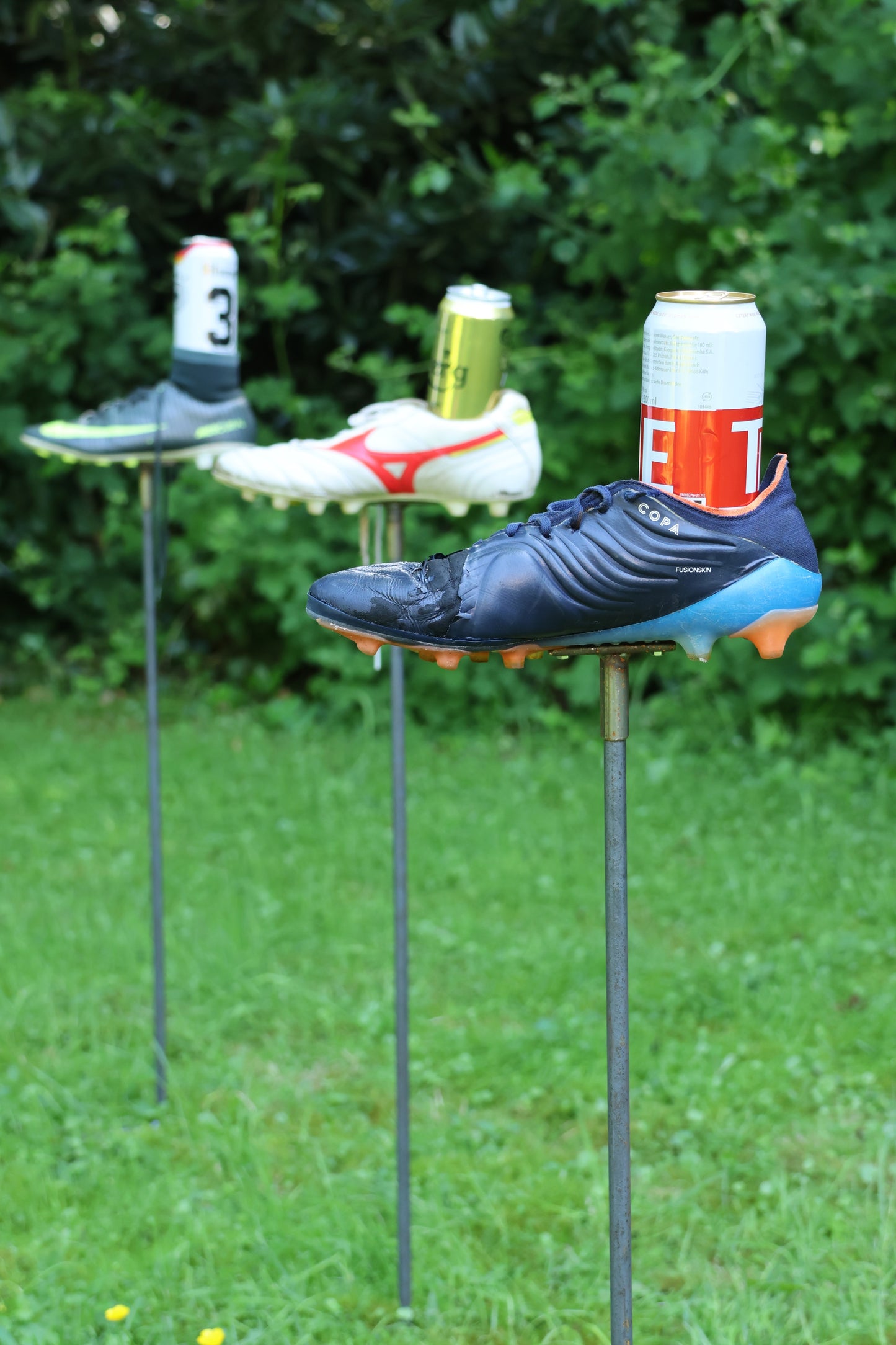 3er Set Bierflaschenhalter, Bierdosenhalter, Gartenstecker Bierdose