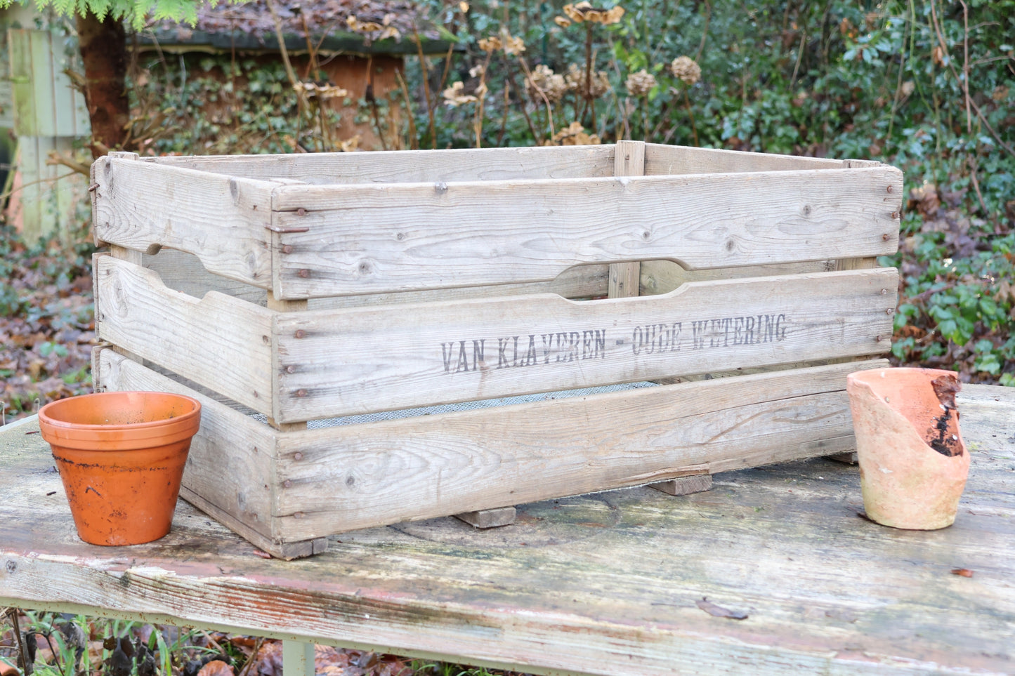 Alte Holzkiste XXL mit Drahtboden, Lagerkiste, Pflanzkiste, Transportkiste, Kiste, Blumenzwiebelkiste Stapelkiste, Obstkiste, Apfelkiste,DIY