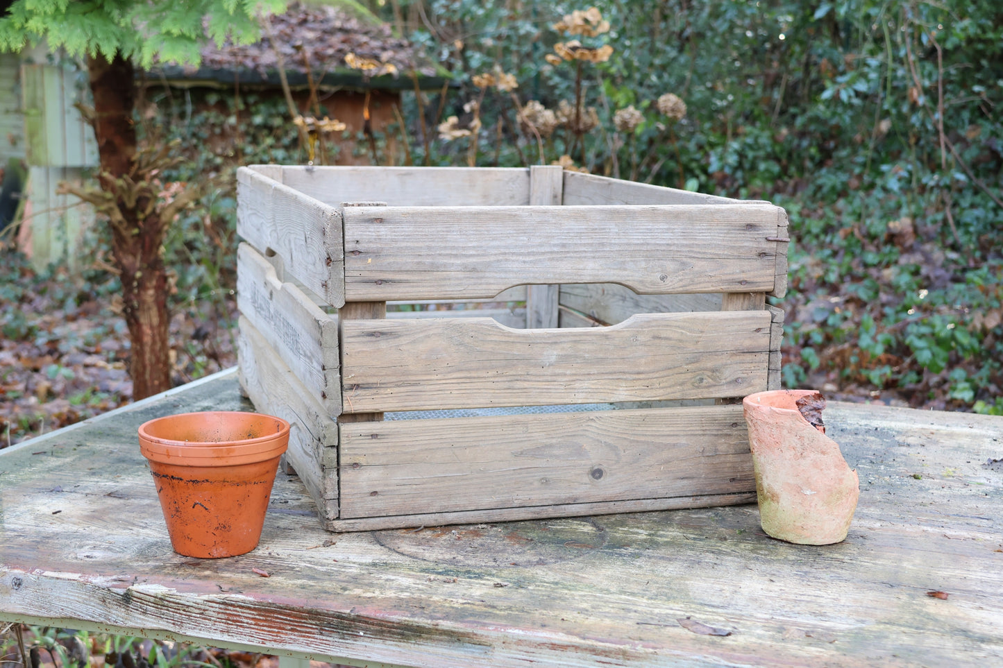 Alte Holzkiste XXL mit Drahtboden, Lagerkiste, Pflanzkiste, Transportkiste, Kiste, Blumenzwiebelkiste Stapelkiste, Obstkiste, Apfelkiste,DIY