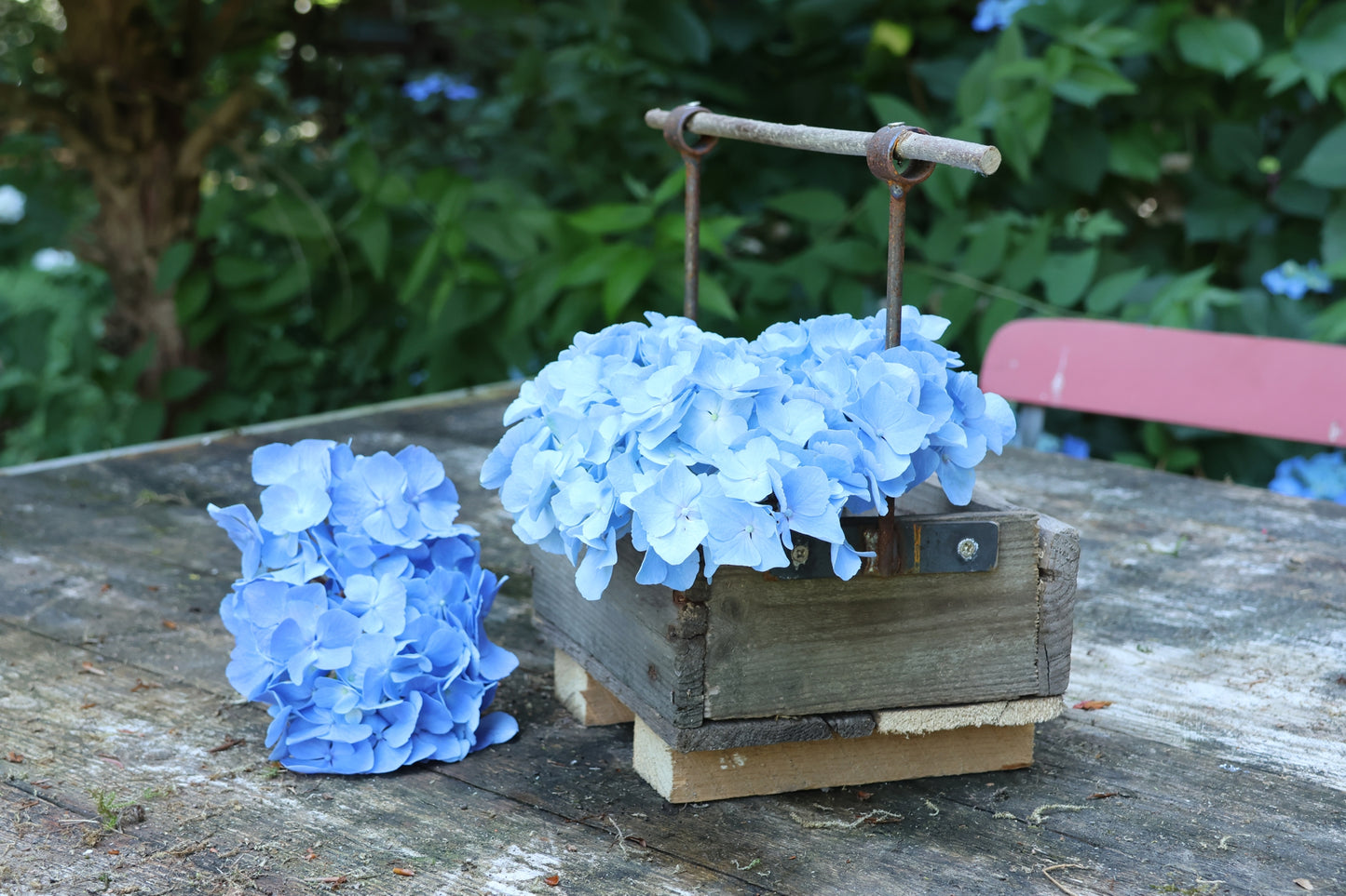 Upcycling-Holzkiste mit Eisentraverse - Unikat aus dem Ruhrgebiet