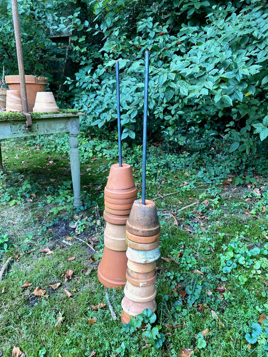 3er Set Rundeisen für Tontöpfe, Erdspieß, Sammelstab für Pflanztöpfe, Eisenstab, Pflanzstab, Rankhilfe, Staudenstütze,  Regal für Tontöpfe