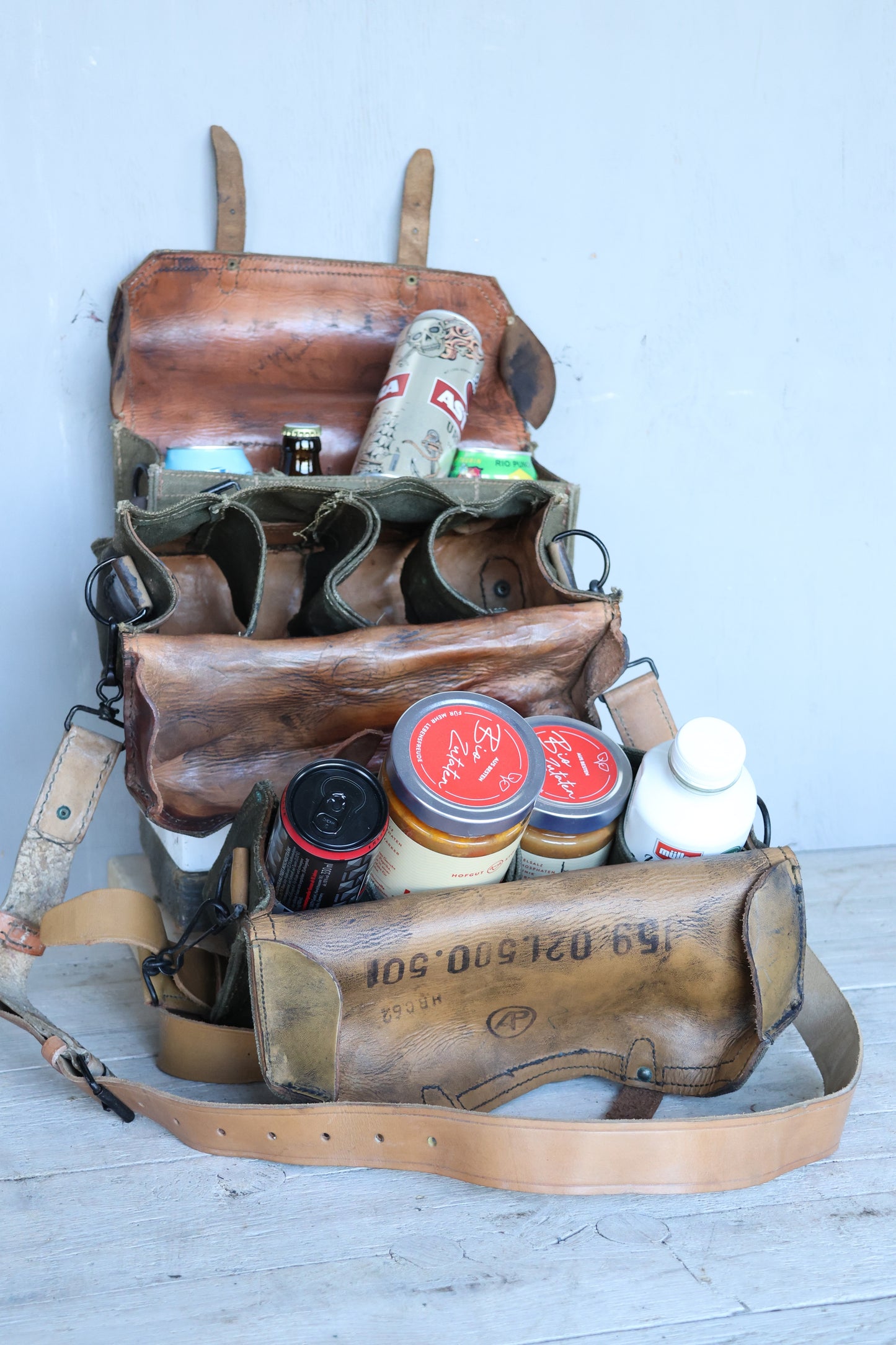 Umhängetasche, Tasche mit Quergurt, Vintage Tasche, Männerhandtasche, Alte Armeetasche