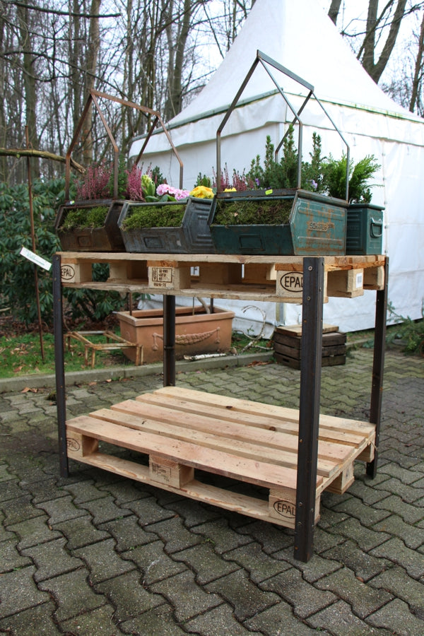 Füße für Europaletten, Pflanztisch, Gartenregal, Europalettentisch, Hochbeet für Palettenrahmen, Regalfüße für Europaletten, Terrassenregal, Arbeitstisch für draussen,